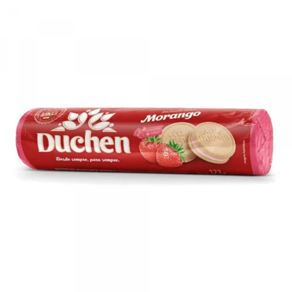 biscoito recheado sabor morango duchen